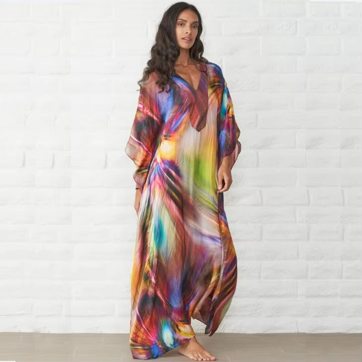 Wholesale summer seaside vacation women's dress – loose, sunscreen, new printed, plus size, leisure fashion