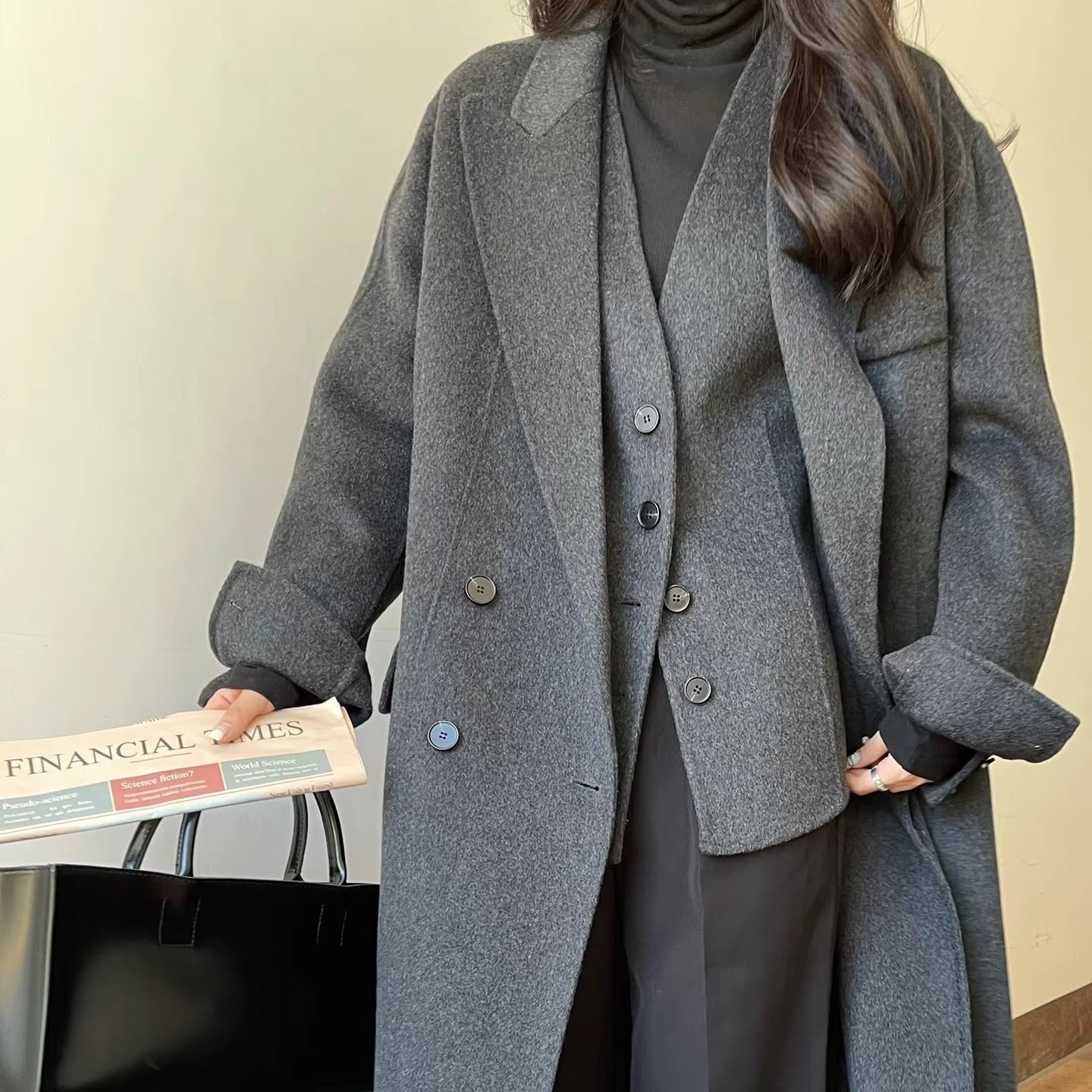 Wholesale winter new women's coat – waistcoat two-piece, woolen, foreign style, reversible cashmere