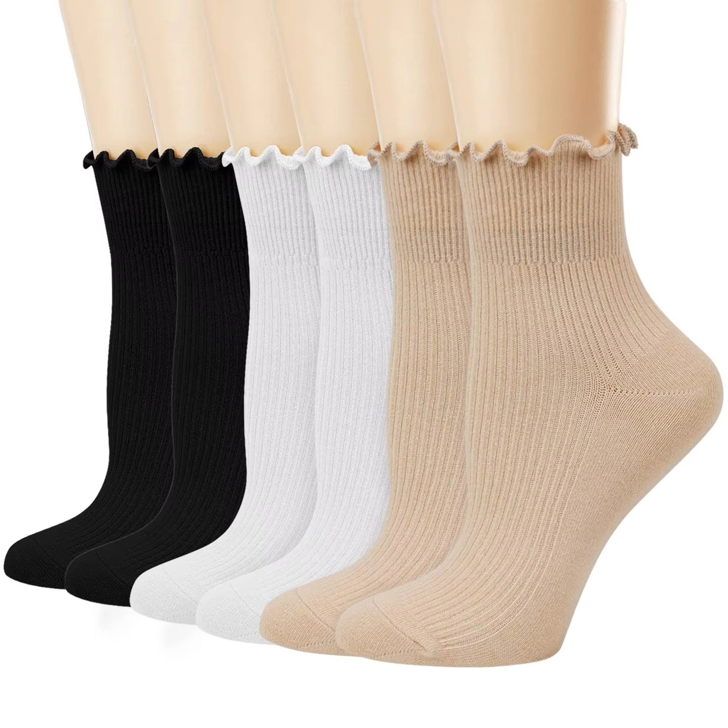 Women's ankle socks – ruffled, cute, casual, breathable, knit cotton, thWomen's ankle socks – ruffled, cute, casual, breathable, knit cotton, thermalermal