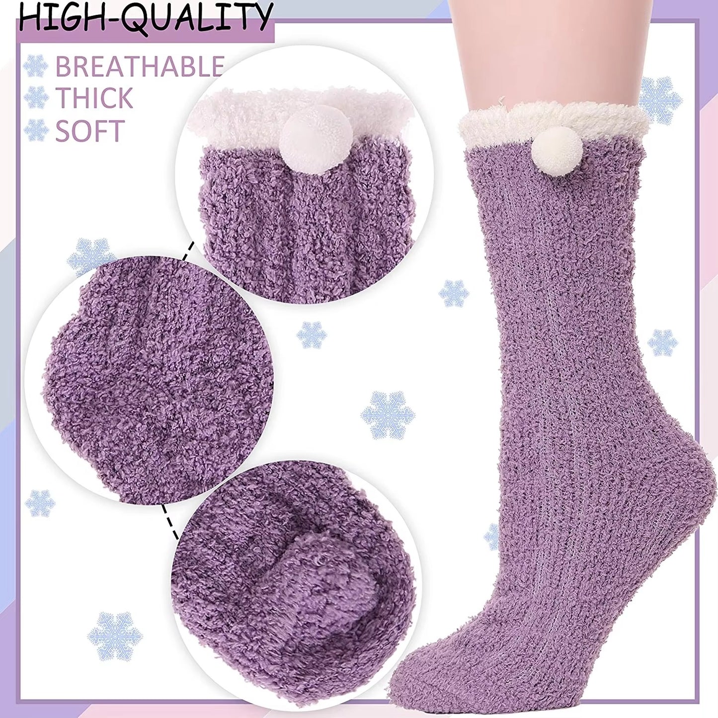 Fuzzy thermal slipper socks – women's, super soft microfiber, comfortable, for sleeping