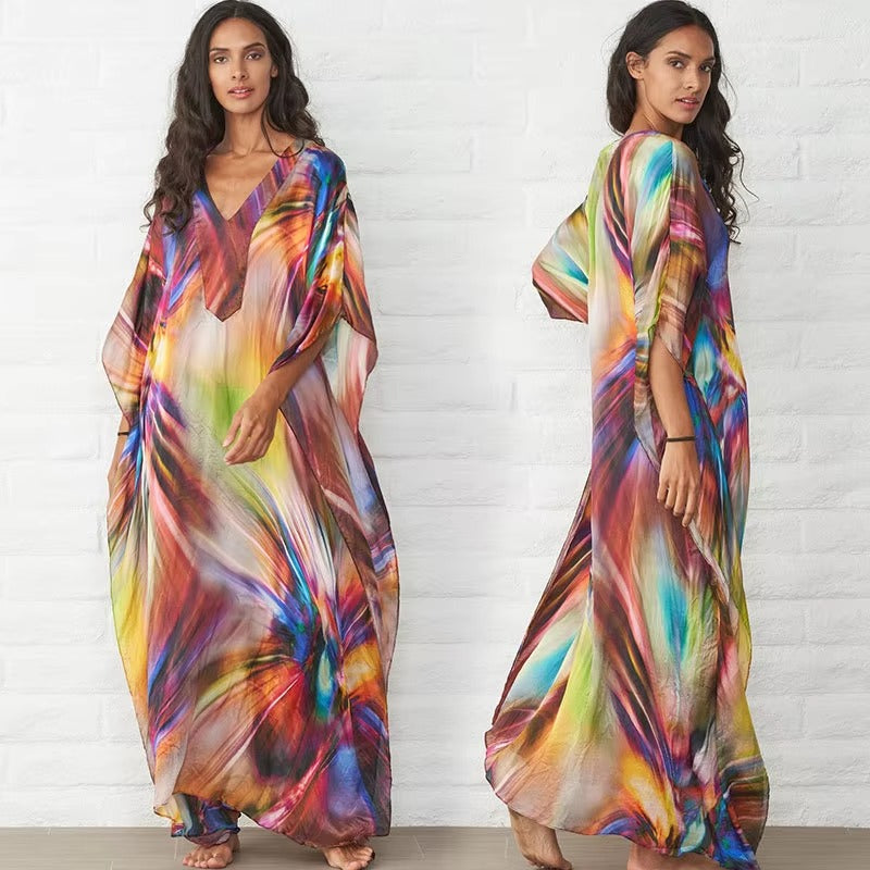 Wholesale summer seaside vacation women's dress – loose, sunscreen, new printed, plus size, leisure fashion