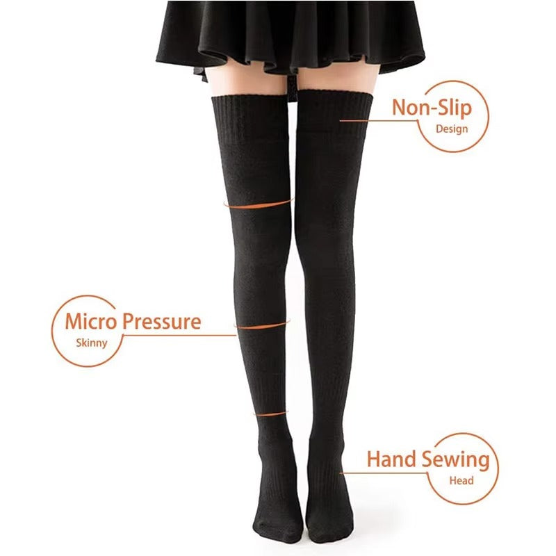 Extra long women's cotton socks – over-the-knee, thigh-high, boot-compatible, custom, school style