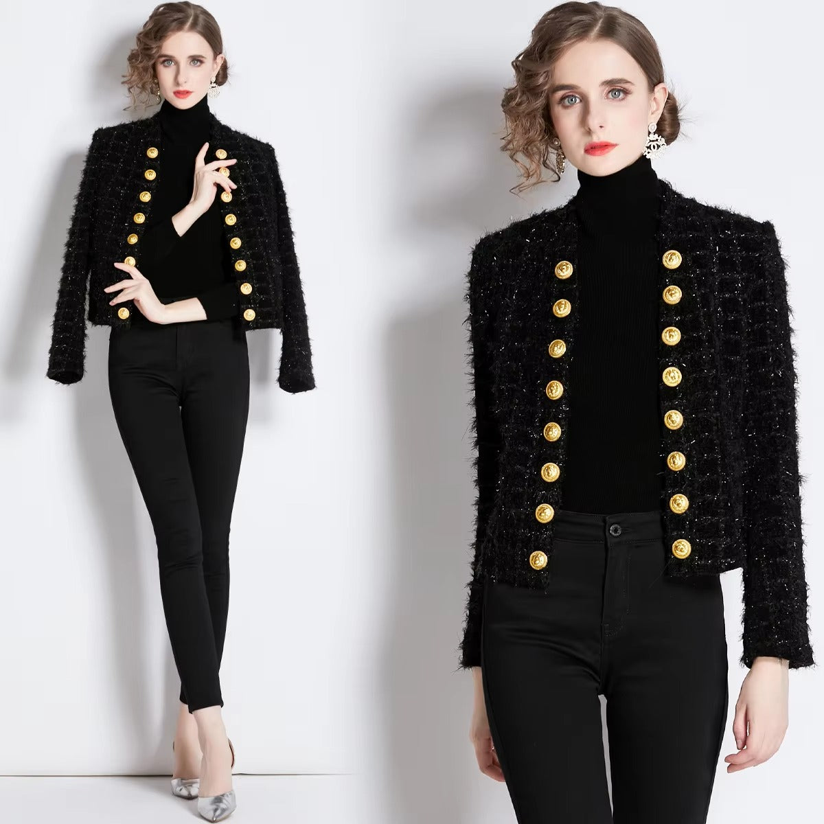 Boutique wholesale autumn new women's cardigan coat – fashionable, tassel, double row gold buckle