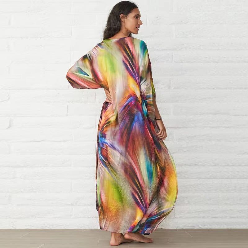 Wholesale summer seaside vacation women's dress – loose, sunscreen, new printed, plus size, leisure fashion