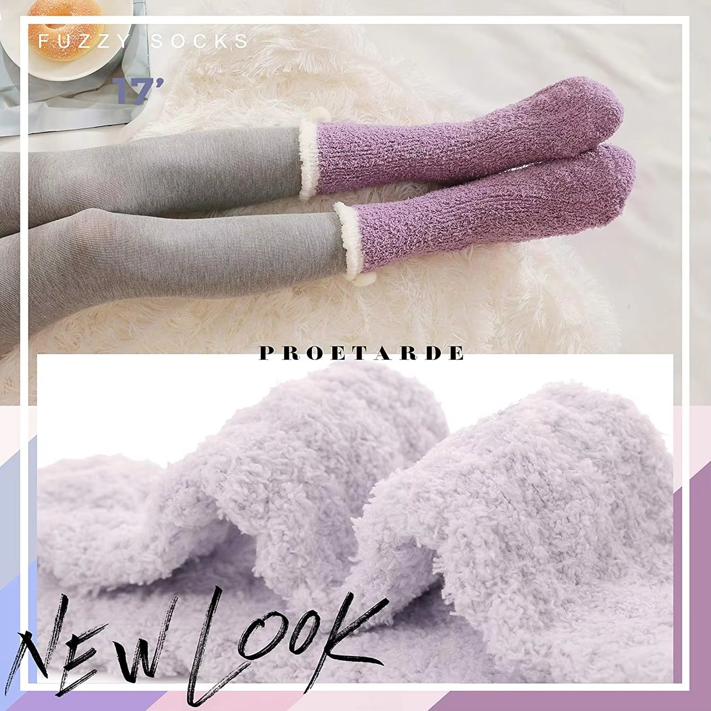 Fuzzy thermal slipper socks – women's, super soft microfiber, comfortable, for sleeping