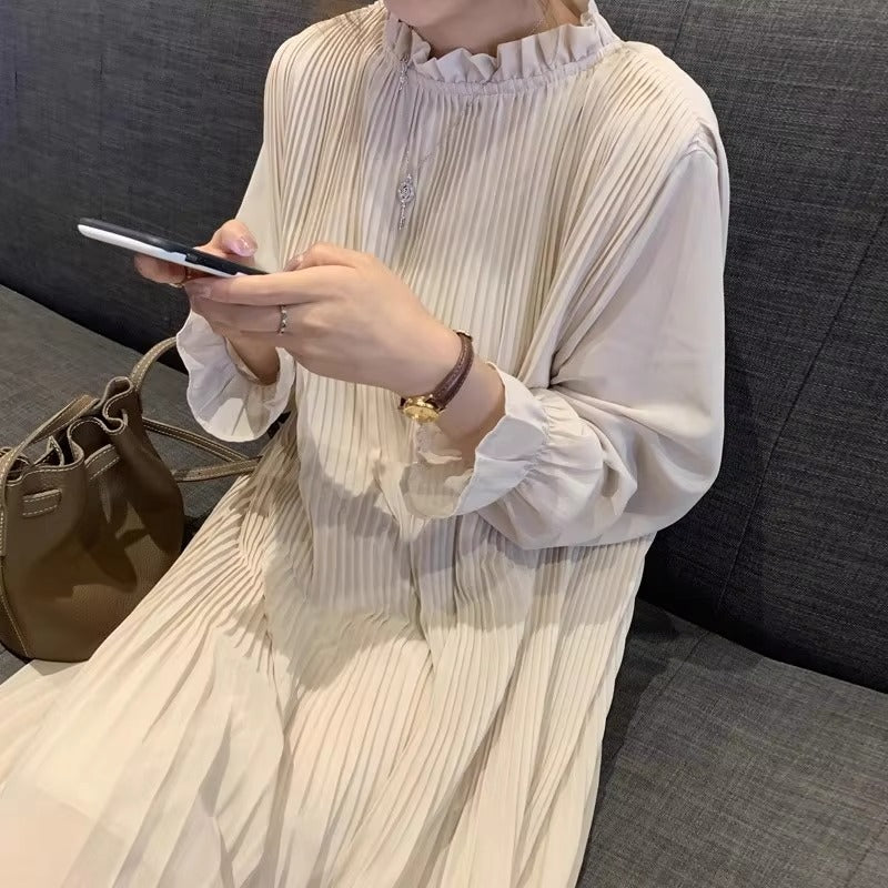 Boutique wholesale spring new Korean dress – long sleeve, solid color, fashion casual, women's