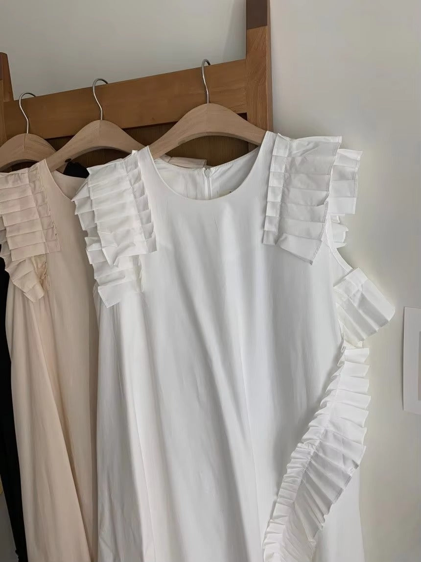 Wholesale spring-summer new Korean dress – simple elegant, sweet, sleeveless, lace split