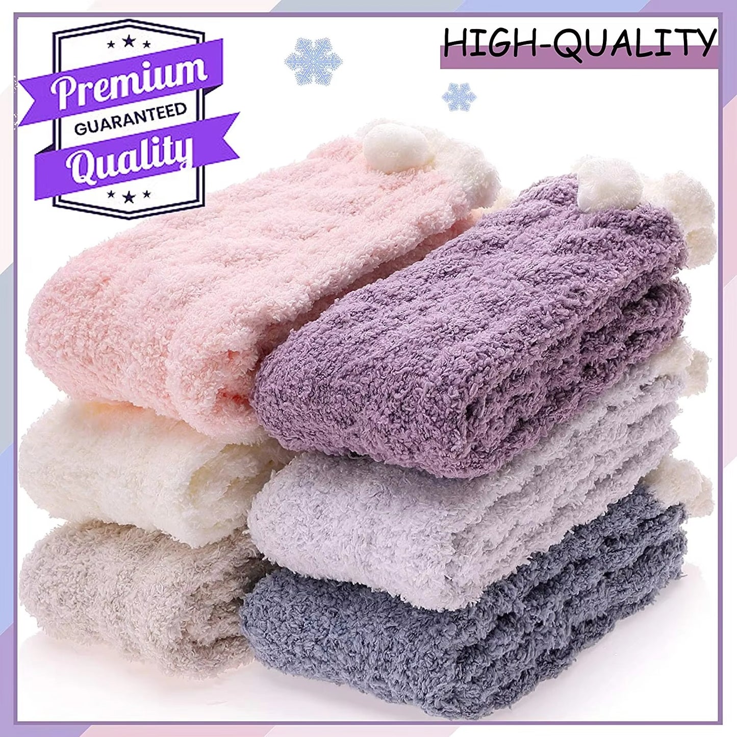 Fuzzy thermal slipper socks – women's, super soft microfiber, comfortable, for sleeping