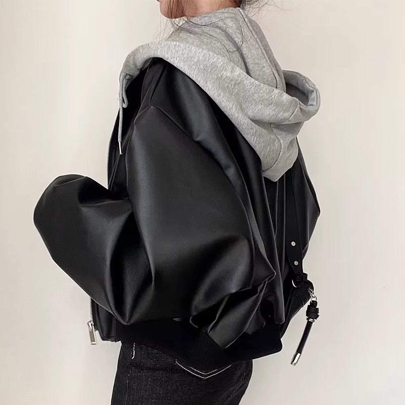 Boutique wholesale autumn new women's jacket – retro, zipper, casual, loose, versatile, hooded