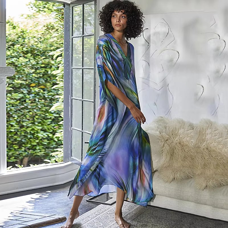 Wholesale summer seaside vacation women's dress – loose, sunscreen, new printed, plus size, leisure fashion