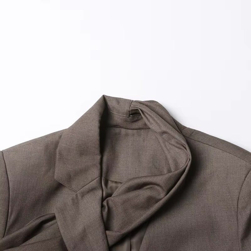 Boutique wholesale winter new women's suit – personalized multi-wear, scarf collar, straight sleeve