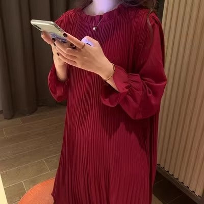 Boutique wholesale spring new Korean dress – long sleeve, solid color, fashion casual, women's