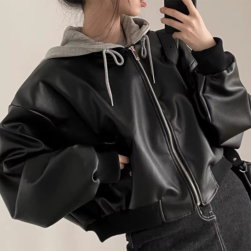 Boutique wholesale autumn new women's jacket – retro, zipper, casual, loose, versatile, hooded
