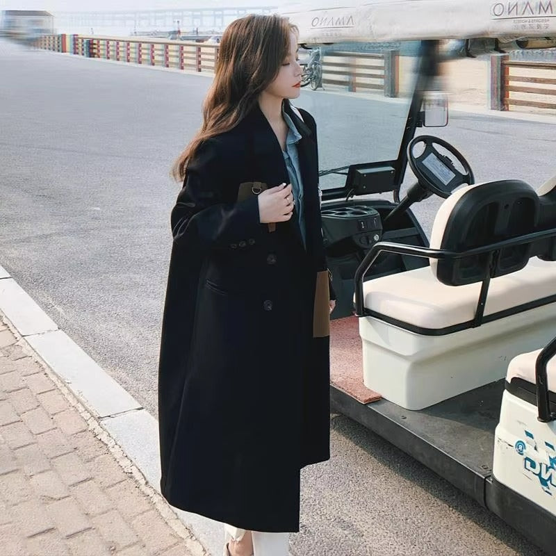 Wholesale autumn trench coat – atmospheric Korean, loose mid-length, contrast color, popular temperament