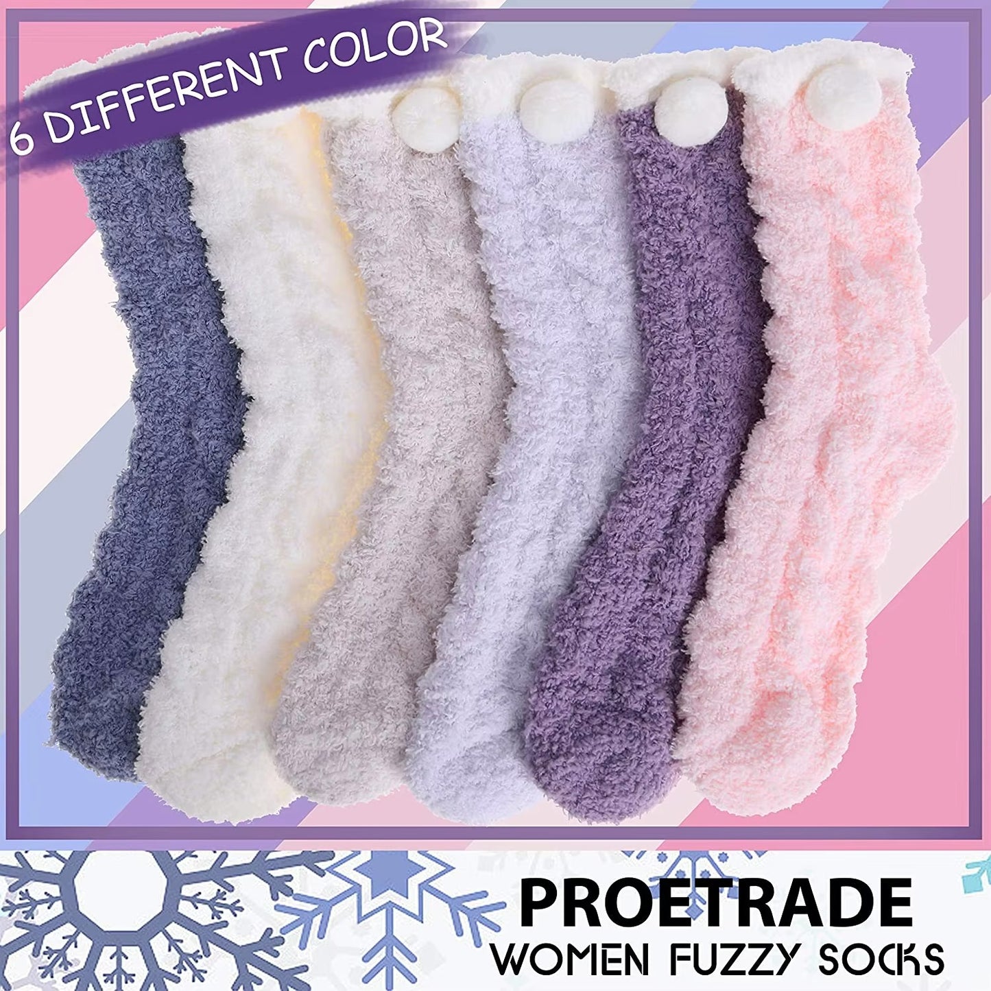 Fuzzy thermal slipper socks – women's, super soft microfiber, comfortable, for sleeping