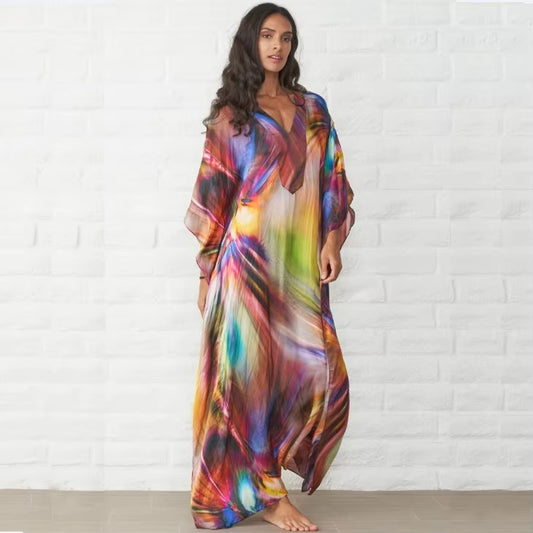 Wholesale summer seaside vacation women's dress – loose, sunscreen, new printed, plus size, leisure fashion
