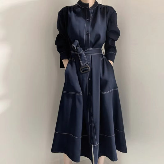 Wholesale spring-autumn women's Korean dress – elegant temperament, loose long sleeves, long A-line
