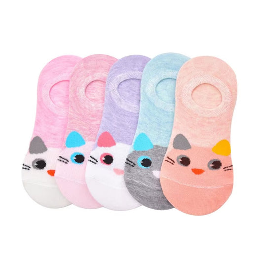 Cute animal cotton socks – women's, cat/dog designs, summer, short, casual, soft, ankle-length