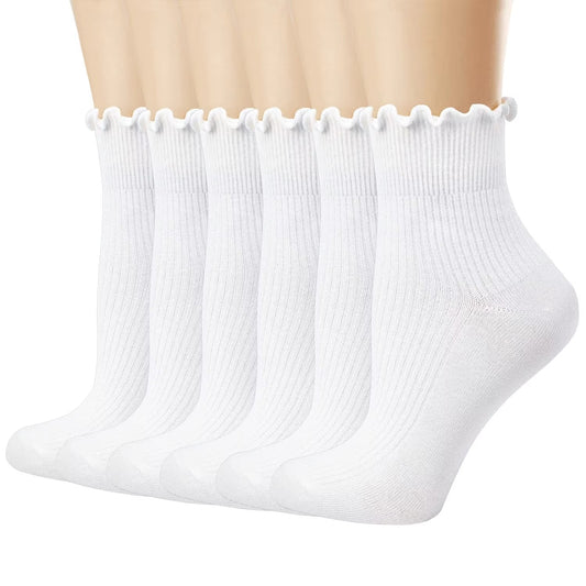 Women's ankle socks – ruffled, cute, casual, breathable, knit cotton, thWomen's ankle socks – ruffled, cute, casual, breathable, knit cotton, thermalermal