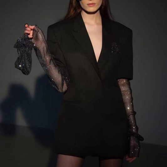Wholesale spring-summer British women's suit coats – hot beads mesh, long-sleeved, small fit