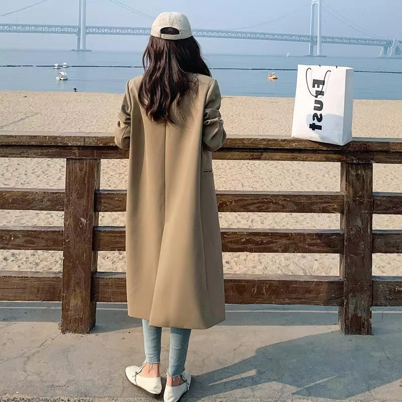 Wholesale autumn trench coat – atmospheric Korean, loose mid-length, contrast color, popular temperament