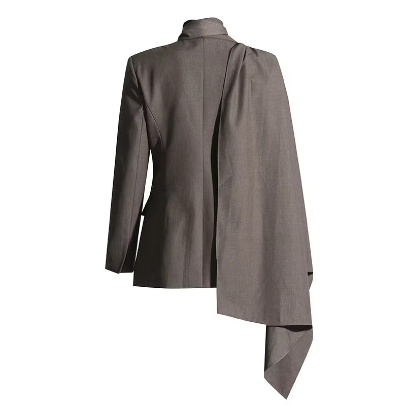 Boutique wholesale winter new women's suit – personalized multi-wear, scarf collar, straight sleeve